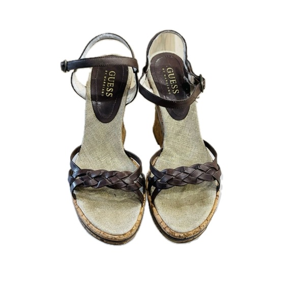 Sz.6-Y2K-Guess Strappy Cork Wedge Platforms - Picture 1 of 5
